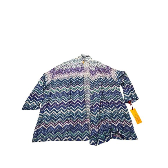 Ruby Rd. Womans 3X Plus Boho Chic 2015 Multicolor Zigzag Cardigan NWT - Picture 1 of 10